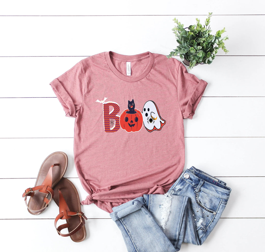 Halloween Boo Shirt – Cute Ghost & Cat Halloween Party Costume Tee Cypress DTF