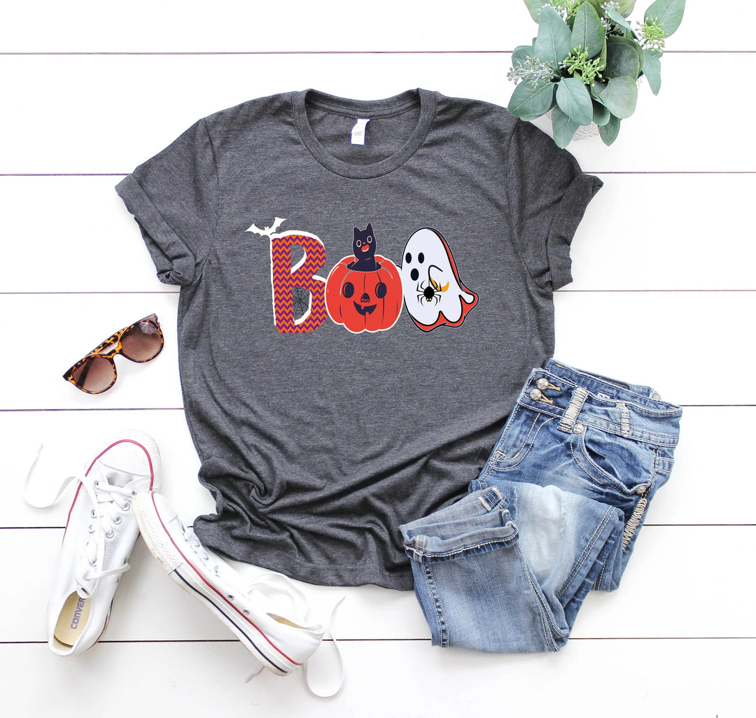 Halloween Boo Shirt – Cute Ghost & Cat Halloween Party Costume Tee Cypress DTF