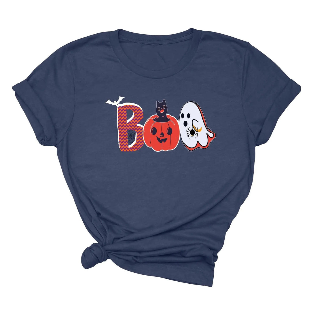 Halloween Boo Shirt – Cute Ghost & Cat Halloween Party Costume Tee Cypress DTF