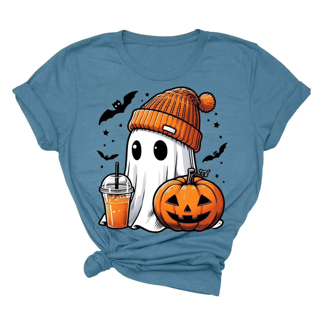 Halloween Fall Ghost Shirt, Cute Ghost Shirt, Ghost Coffee Shirt Womens Halloween Shirt, Cute Fall Shirt, Spooky Season Shirt,Gift For Halloween Cypress DTF