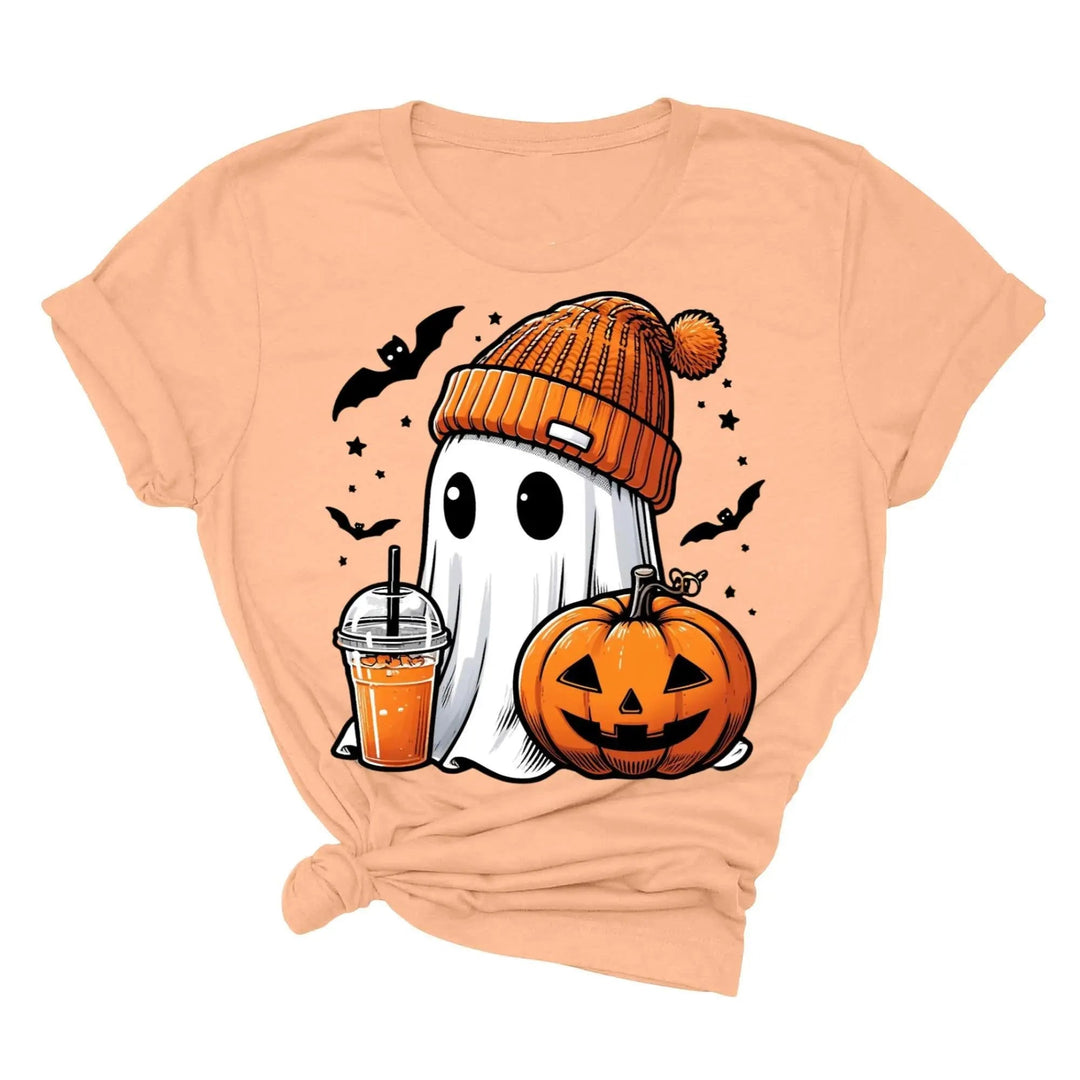 Halloween Fall Ghost Shirt, Cute Ghost Shirt, Ghost Coffee Shirt Womens Halloween Shirt, Cute Fall Shirt, Spooky Season Shirt,Gift For Halloween Cypress DTF