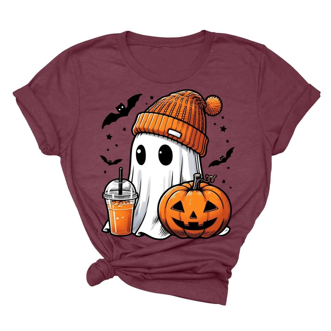 Halloween Fall Ghost Shirt, Cute Ghost Shirt, Ghost Coffee Shirt Womens Halloween Shirt, Cute Fall Shirt, Spooky Season Shirt,Gift For Halloween Cypress DTF