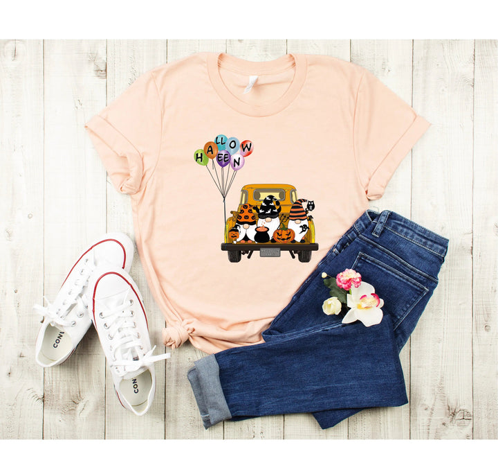 Halloween Gnomes in Truck Shirt – Vintage Pumpkins & Bat Costume Tee Cypress DTF