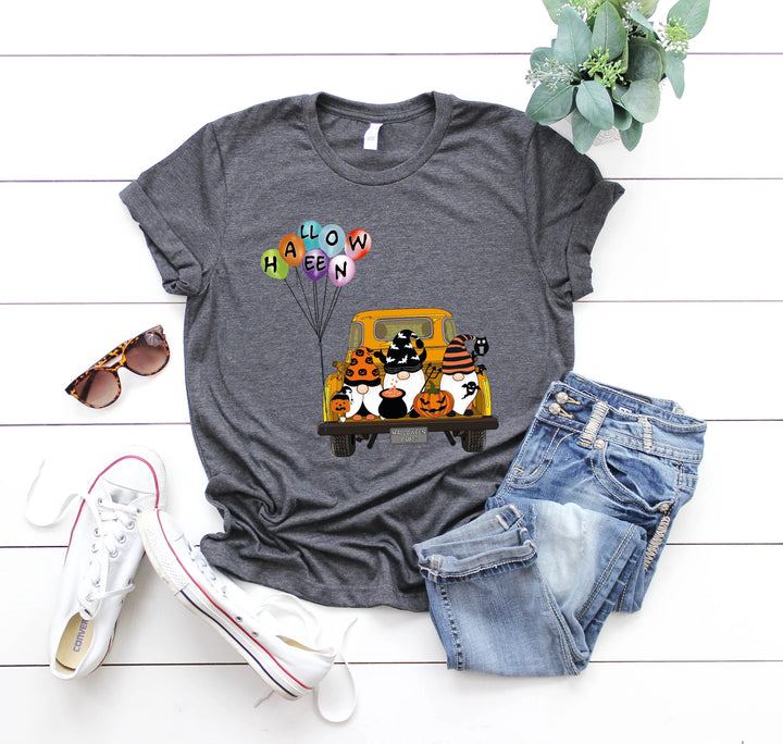 Halloween Gnomes in Truck Shirt – Vintage Pumpkins & Bat Costume Tee Cypress DTF