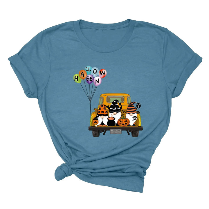 Halloween Gnomes in Truck Shirt – Vintage Pumpkins & Bat Costume Tee Cypress DTF