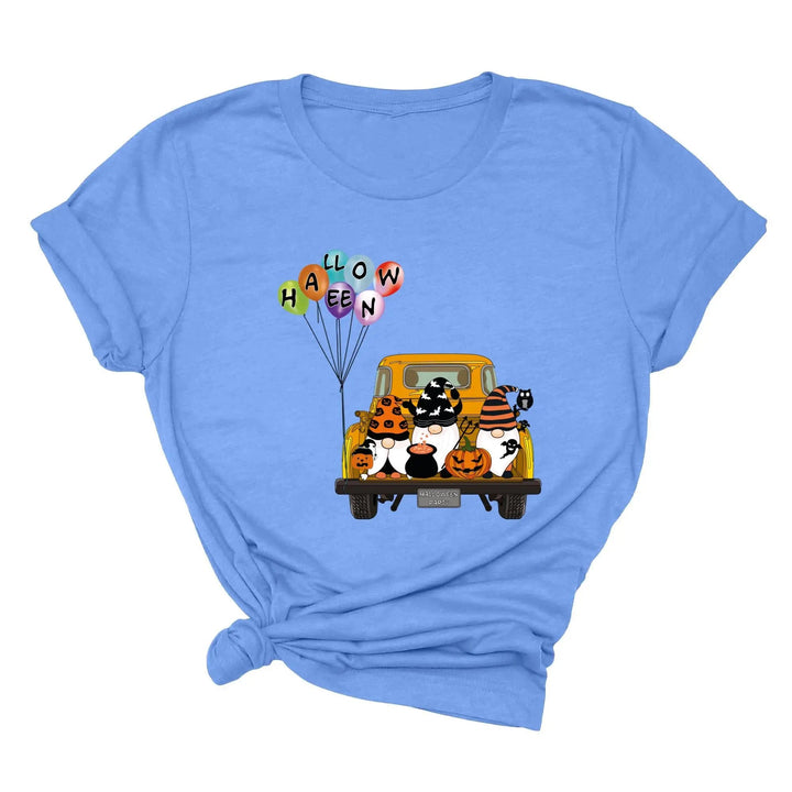 Halloween Gnomes in Truck Shirt – Vintage Pumpkins & Bat Costume Tee Cypress DTF