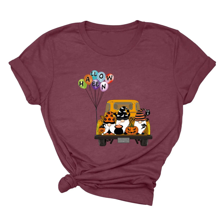 Halloween Gnomes in Truck Shirt – Vintage Pumpkins & Bat Costume Tee Cypress DTF