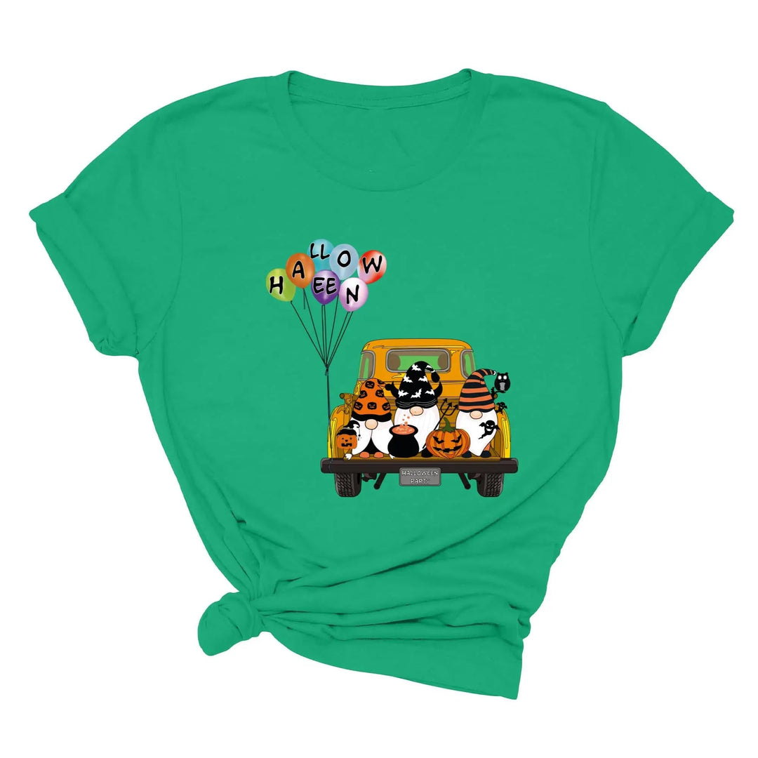 Halloween Gnomes in Truck Shirt – Vintage Pumpkins & Bat Costume Tee Cypress DTF