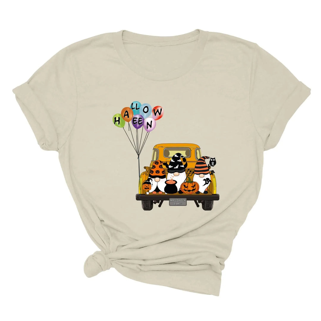 Halloween Gnomes in Truck Shirt – Vintage Pumpkins & Bat Costume Tee Cypress DTF