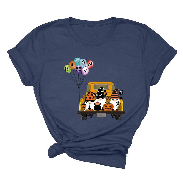 Halloween Gnomes in Truck Shirt – Vintage Pumpkins & Bat Costume Tee Cypress DTF