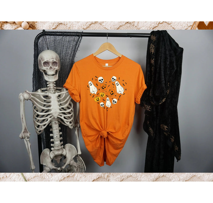 Halloween Heart Toddler Shirt | Cute Ghost & Pumpkin | Funny Fall Costume Tee Cypress DTF
