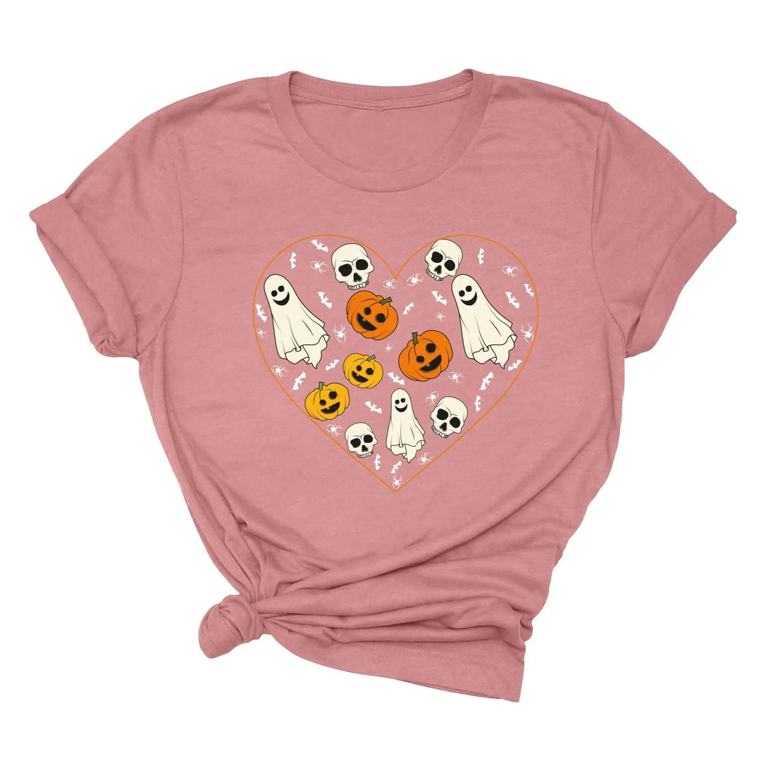 Halloween Heart Toddler Shirt | Cute Ghost & Pumpkin | Funny Fall Costume Tee Cypress DTF