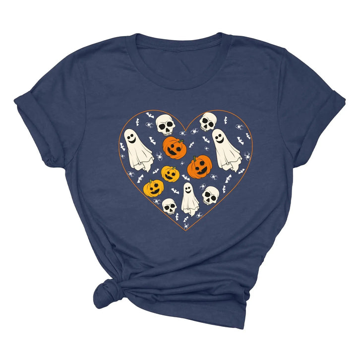 Halloween Heart Toddler Shirt | Cute Ghost & Pumpkin | Funny Fall Costume Tee Cypress DTF