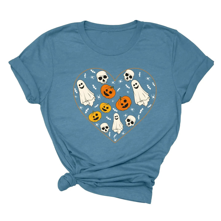Halloween Heart Toddler Shirt | Cute Ghost & Pumpkin | Funny Fall Costume Tee Cypress DTF
