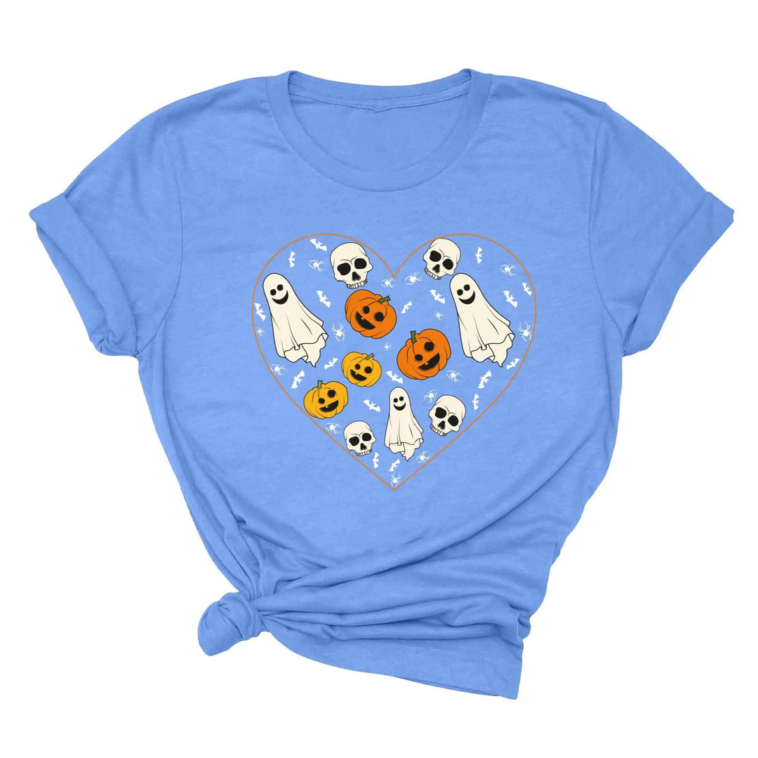 Halloween Heart Toddler Shirt | Cute Ghost & Pumpkin | Funny Fall Costume Tee Cypress DTF