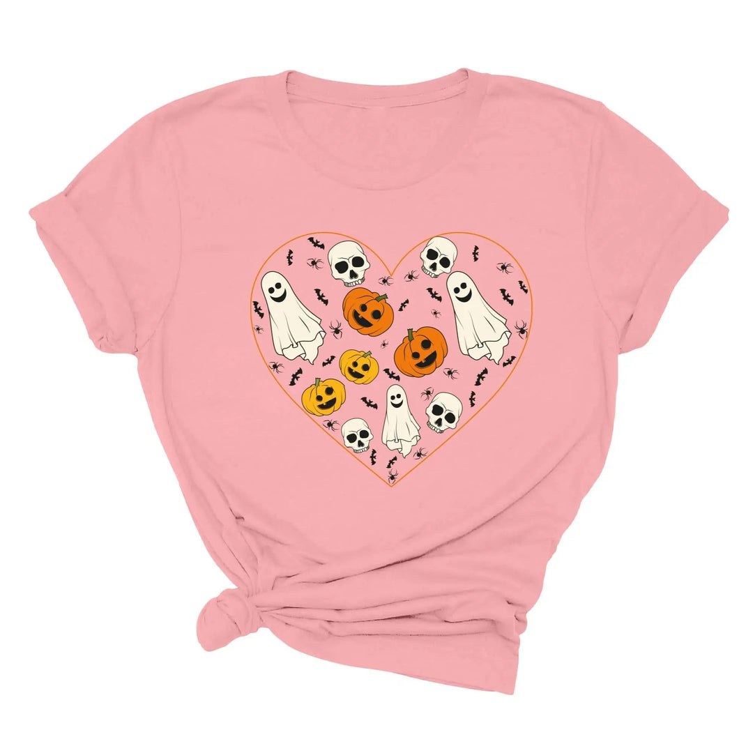 Halloween Heart Toddler Shirt | Cute Ghost & Pumpkin | Funny Fall Costume Tee Cypress DTF