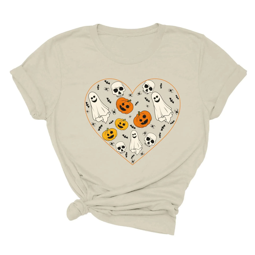 Halloween Heart Toddler Shirt | Cute Ghost & Pumpkin | Funny Fall Costume Tee Cypress DTF
