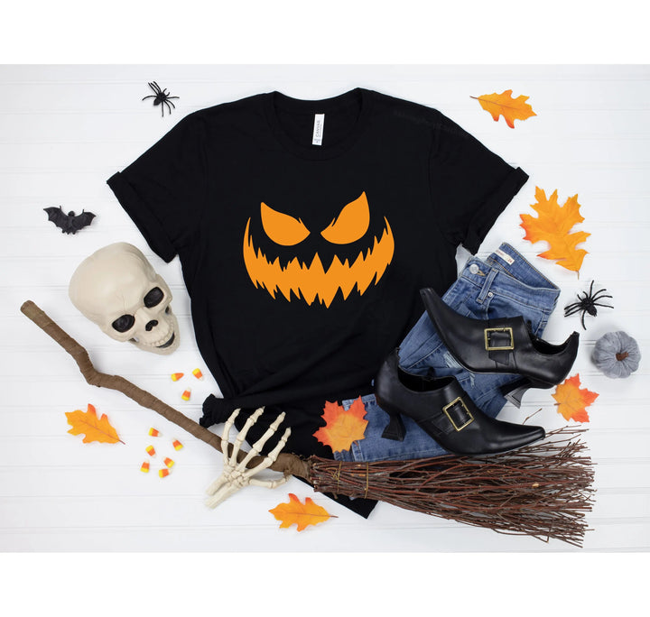 Halloween Pumpkin Shirt for Women | Jack-O-Lantern Face Tee Cypress DTF
