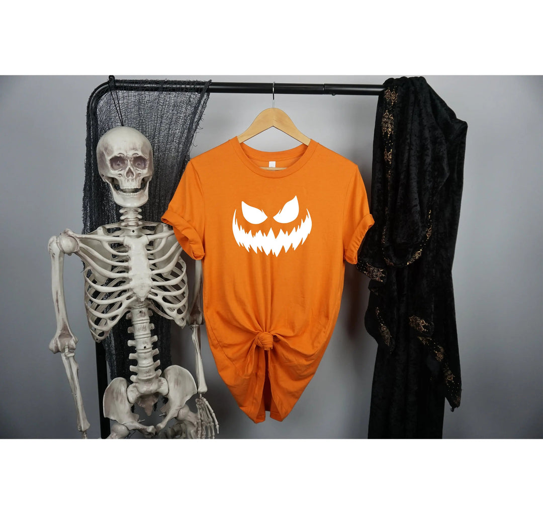 Halloween Pumpkin Shirt for Women | Jack-O-Lantern Face Tee Cypress DTF