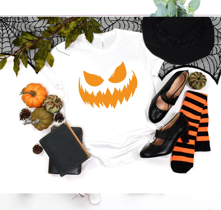 Halloween Pumpkin Shirt for Women | Jack-O-Lantern Face Tee Cypress DTF