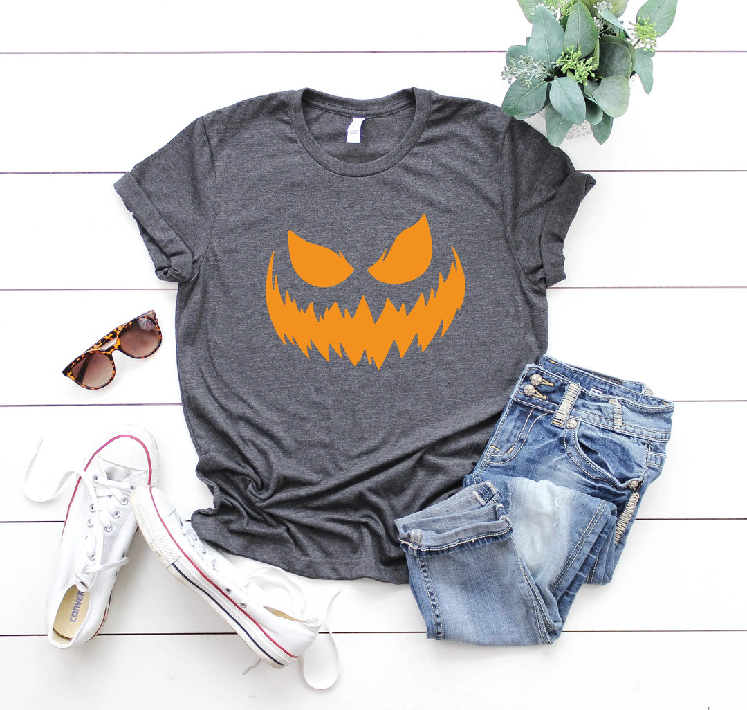 Halloween Pumpkin Shirt for Women | Jack-O-Lantern Face Tee Cypress DTF