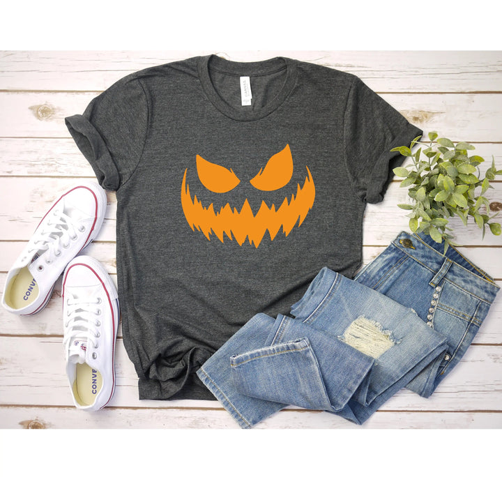 Halloween Pumpkin Shirt for Women | Jack-O-Lantern Face Tee Cypress DTF