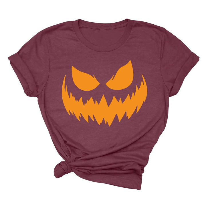 Halloween Pumpkin Shirt for Women | Jack-O-Lantern Face Tee Cypress DTF