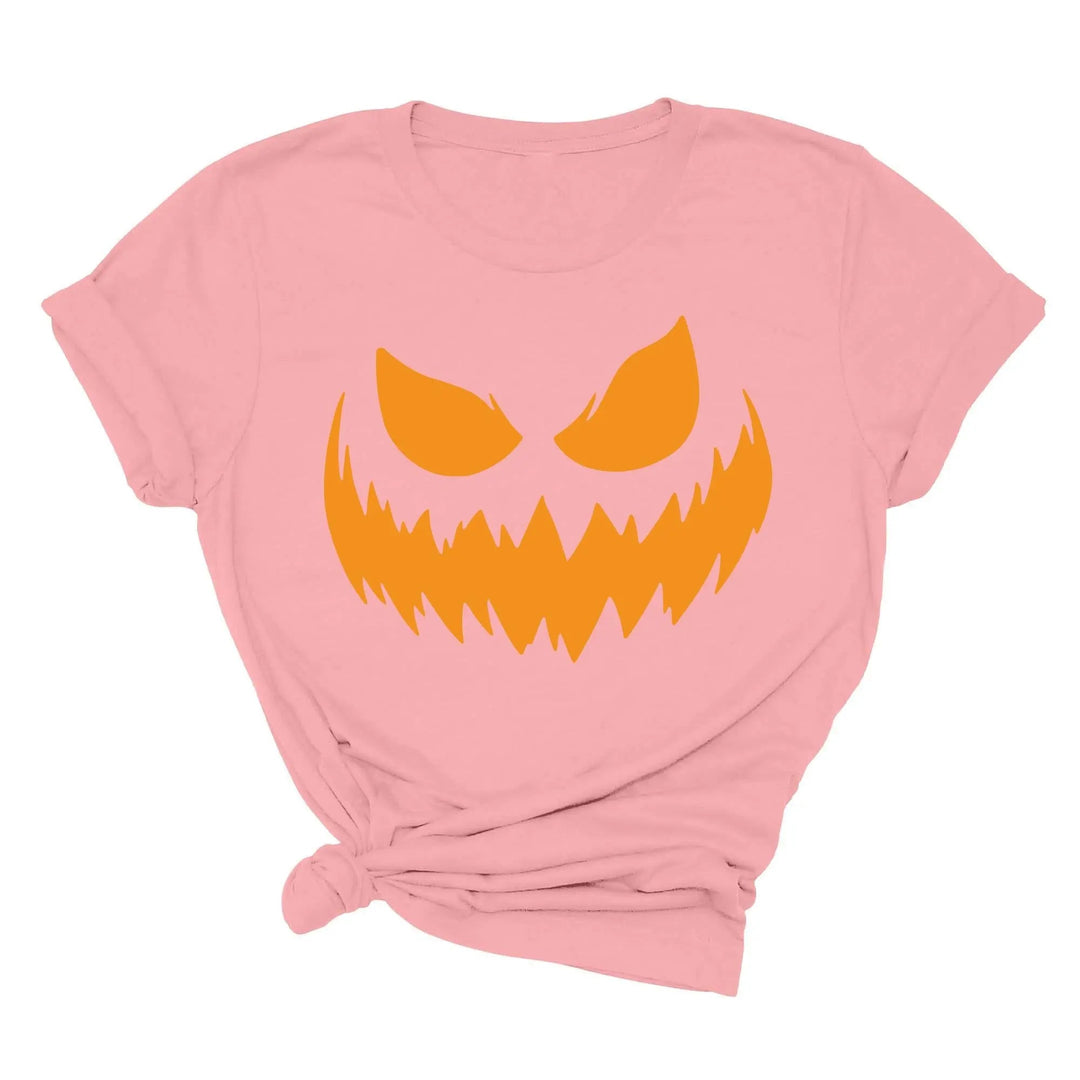 Halloween Pumpkin Shirt for Women | Jack-O-Lantern Face Tee Cypress DTF