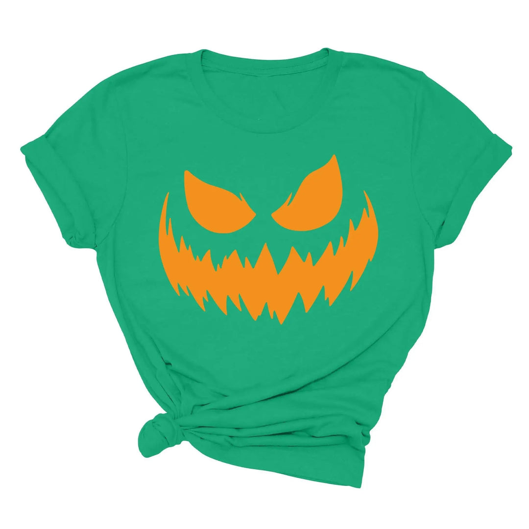 Halloween Pumpkin Shirt for Women | Jack-O-Lantern Face Tee Cypress DTF
