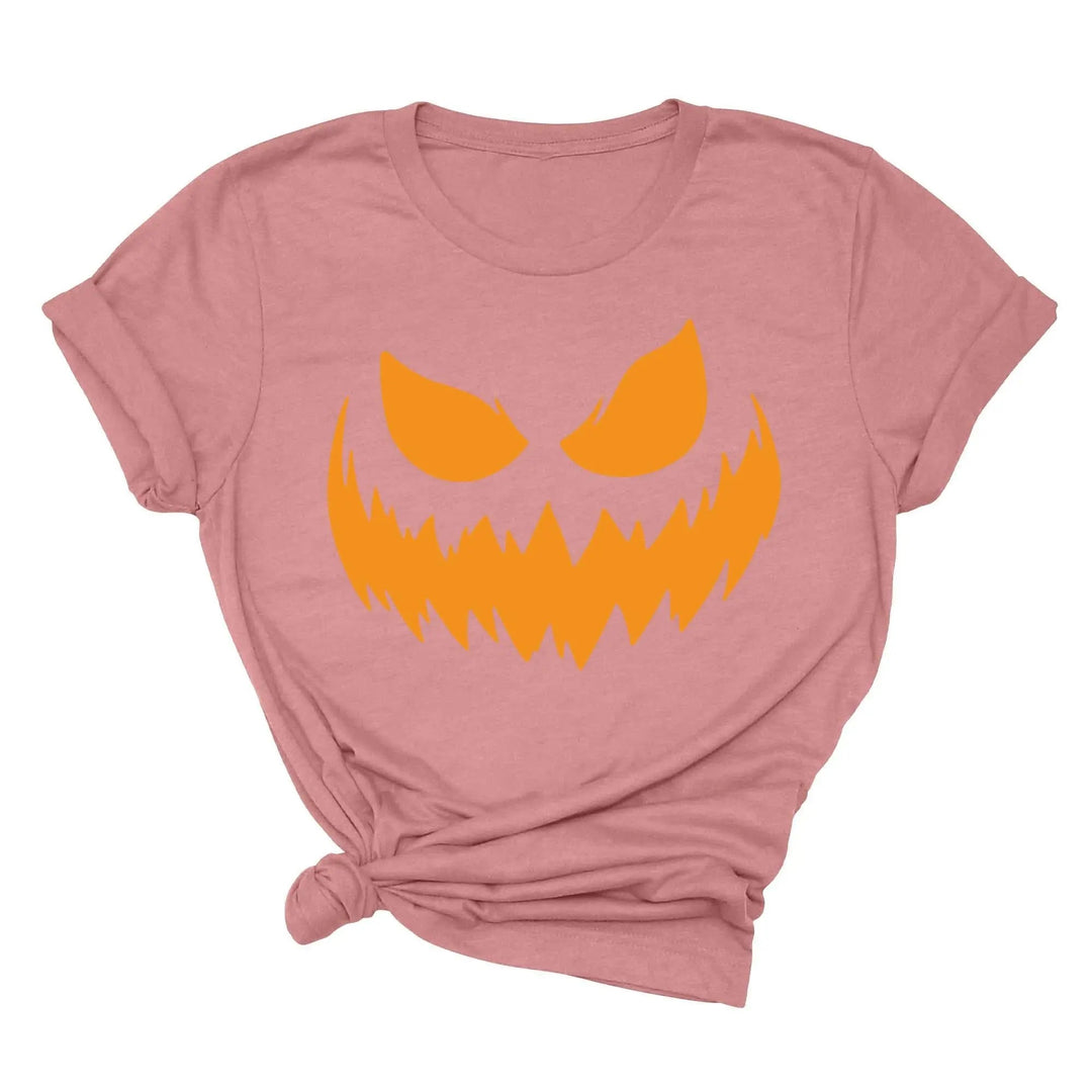 Halloween Pumpkin Shirt for Women | Jack-O-Lantern Face Tee Cypress DTF