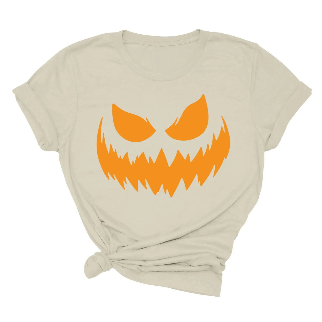 Halloween Pumpkin Shirt for Women | Jack-O-Lantern Face Tee Cypress DTF