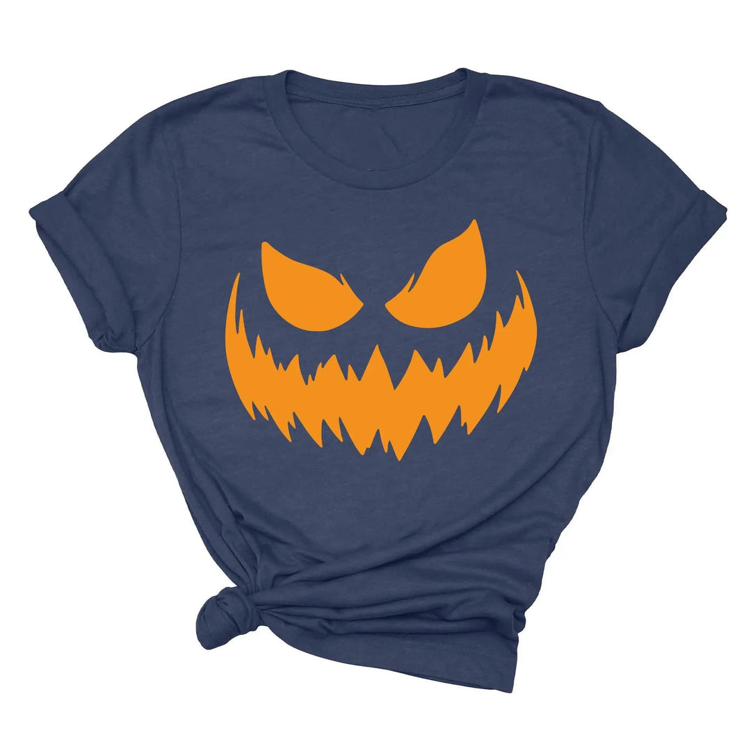 Halloween Pumpkin Shirt for Women | Jack-O-Lantern Face Tee Cypress DTF