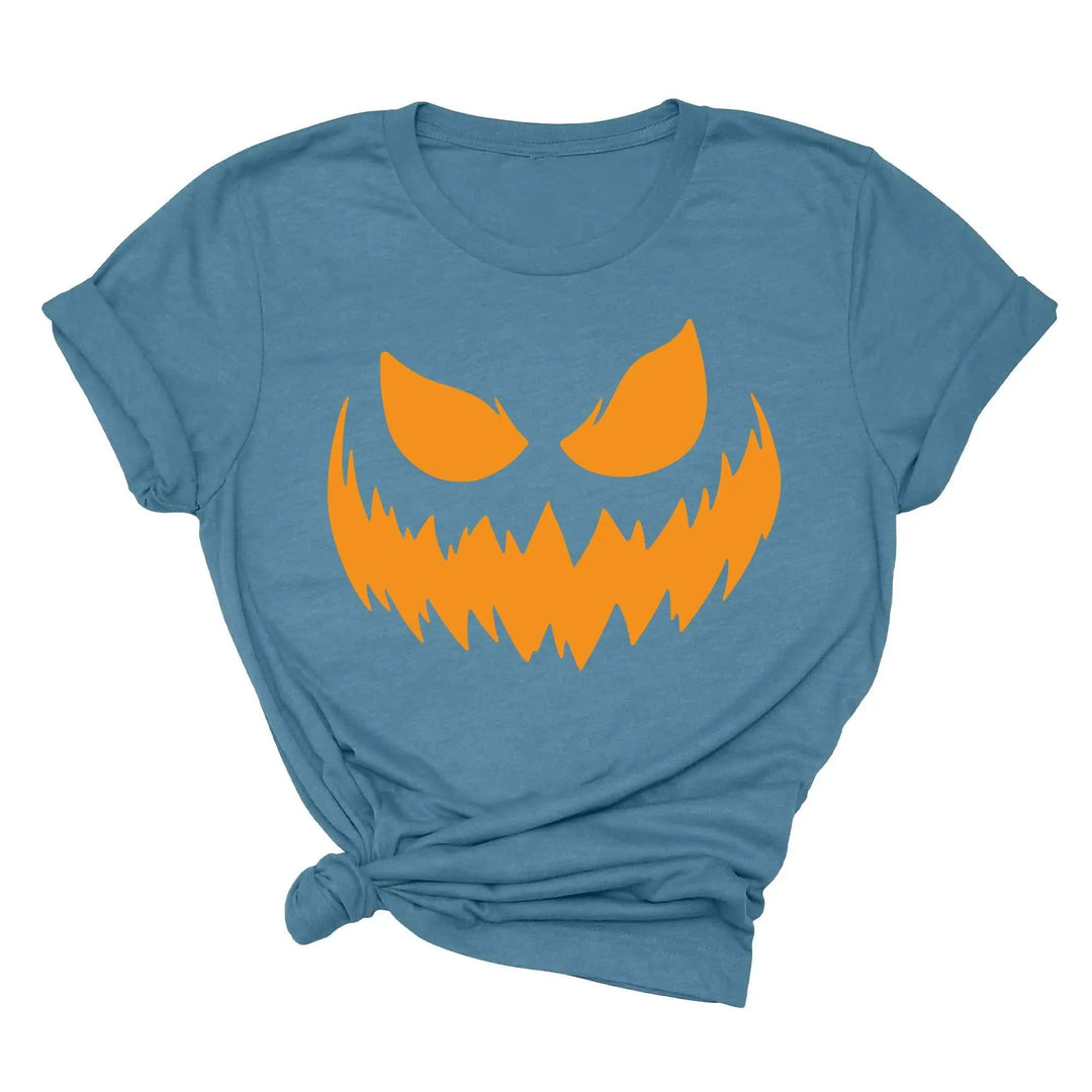 Halloween Pumpkin Shirt for Women | Jack-O-Lantern Face Tee Cypress DTF
