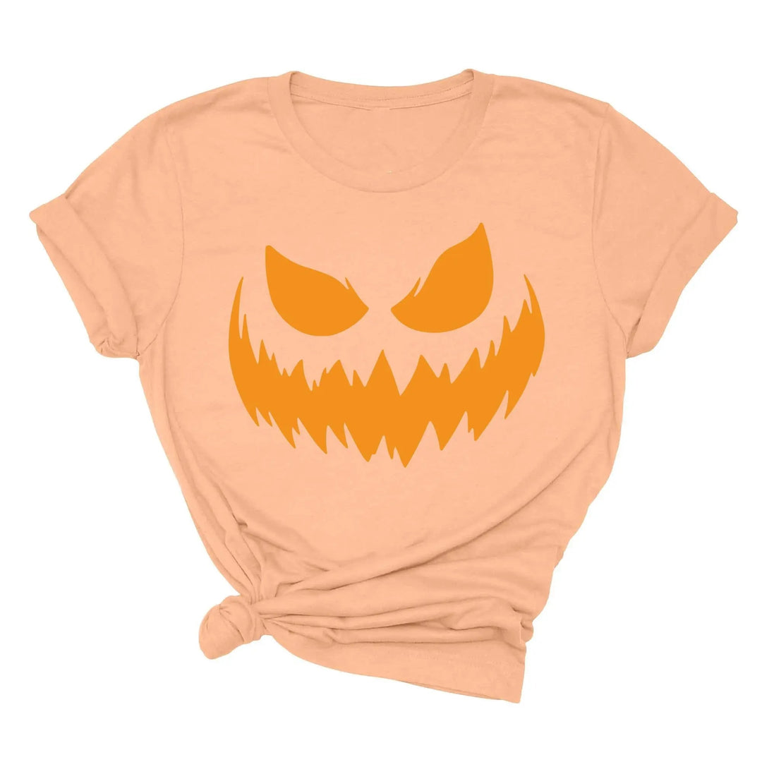 Halloween Pumpkin Shirt for Women | Jack-O-Lantern Face Tee Cypress DTF