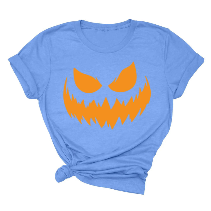 Halloween Pumpkin Shirt for Women | Jack-O-Lantern Face Tee Cypress DTF