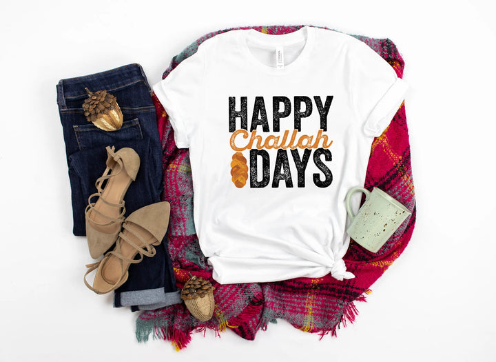 Happy Challah Days Tee - Hanukkah & Jewish Art Gift Shirt Cypress DTF