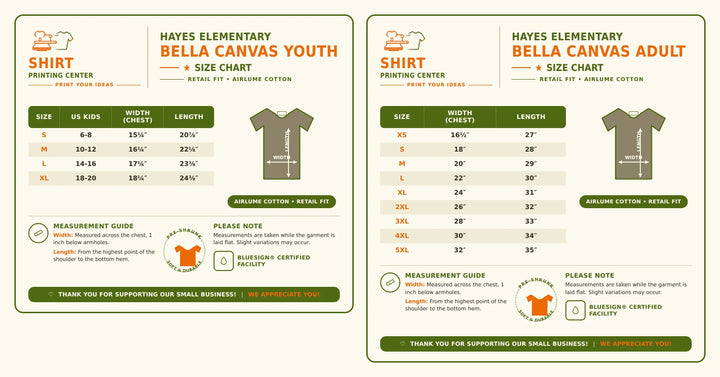 Hayes Elementary Bella Canvas T-Shirt | Adult & Youth Cypress DTF