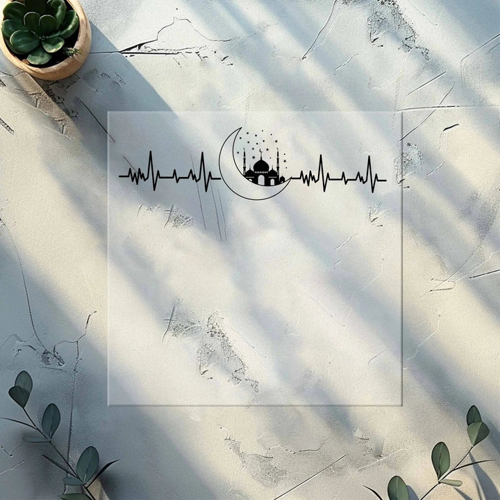 Islamic Crescent & Mosque Heartbeat Dtf Transfers | Ramadan & Eid Decor Dtf Transfers