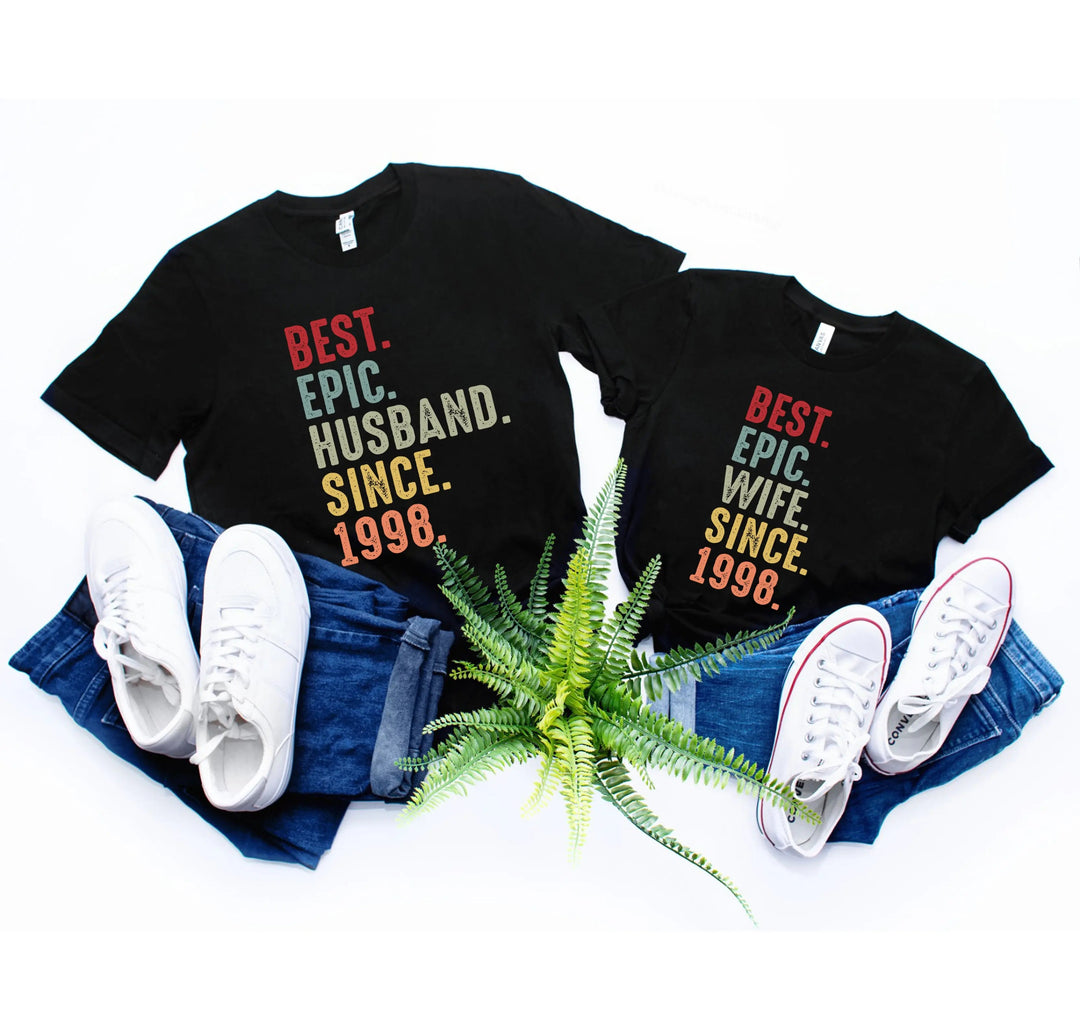 Just Married Shirt - Personalized 25th Wedding Anniversary Gift Tee Cypress DTF
