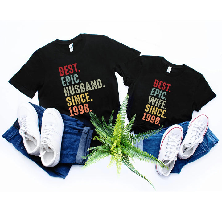 Just Married Shirt - Personalized 25th Wedding Anniversary Gift Tee Cypress DTF