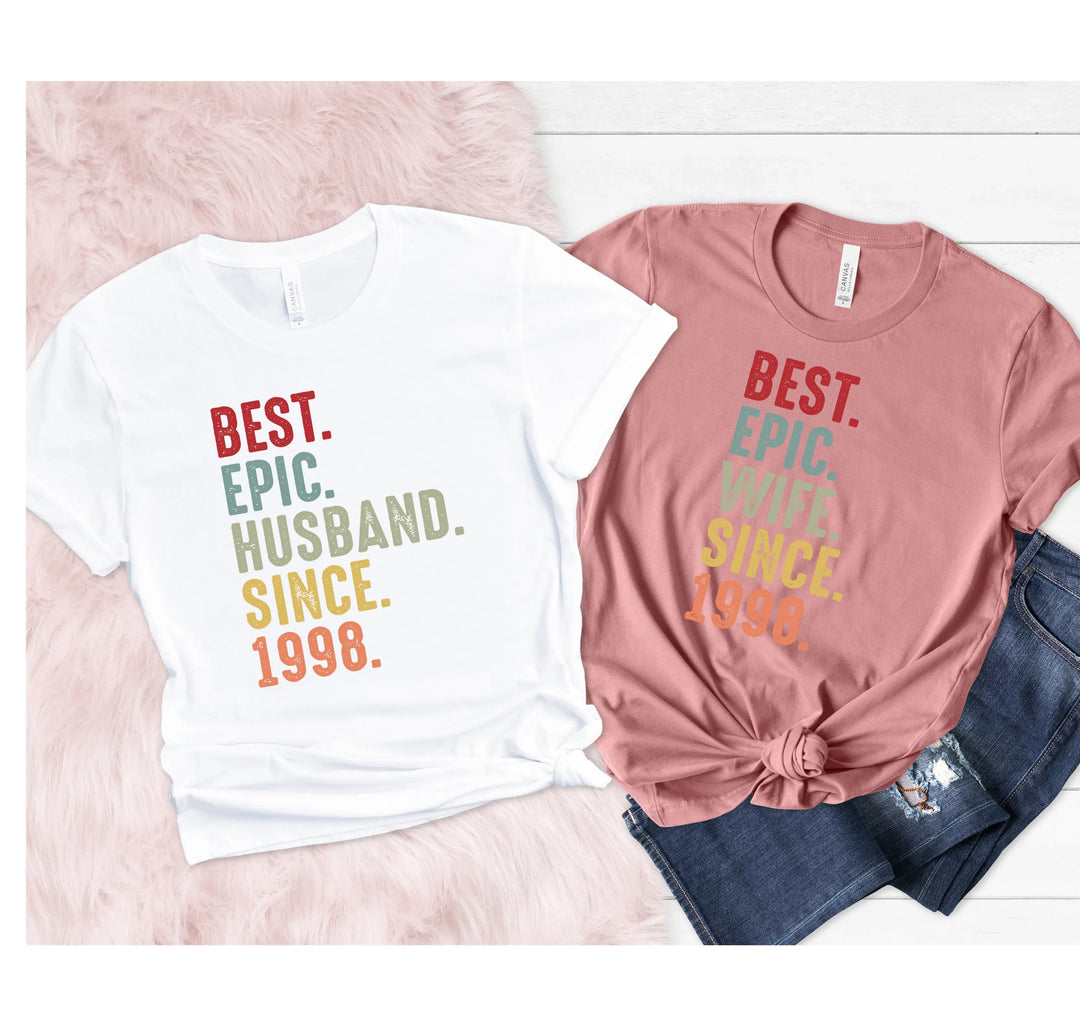 Just Married Shirt - Personalized 25th Wedding Anniversary Gift Tee Cypress DTF