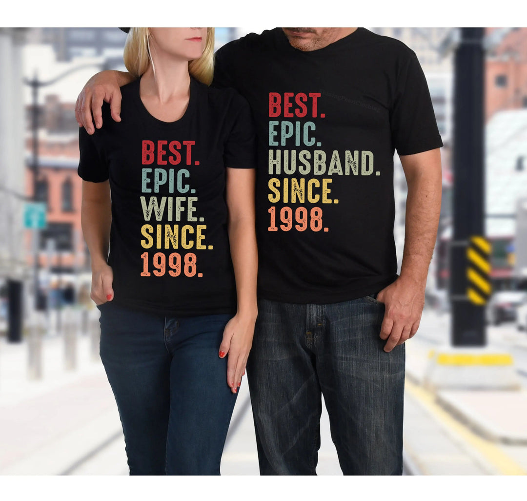 Just Married Shirt - Personalized 25th Wedding Anniversary Gift Tee Cypress DTF