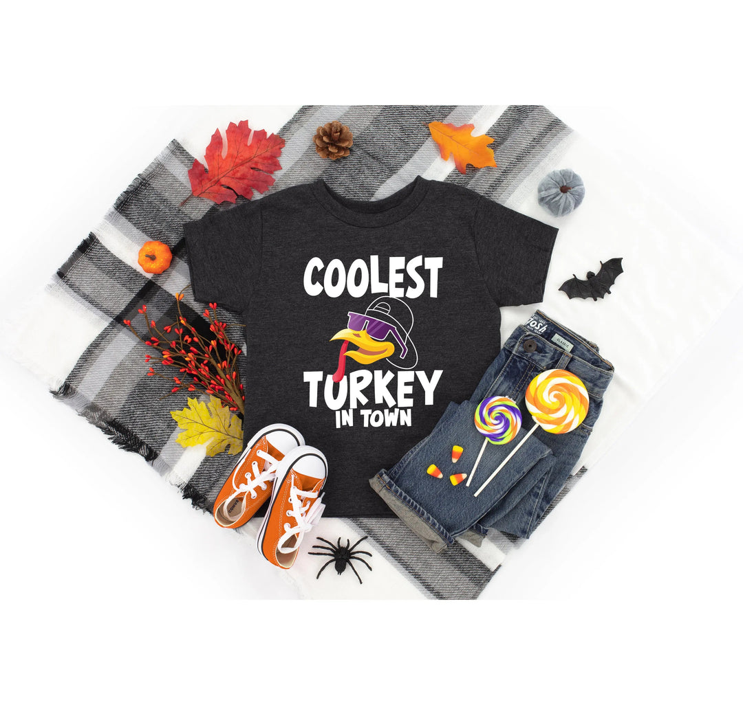 Kids Thanksgiving Shirt | Coolest Turkey in Town Tee Cypress DTF