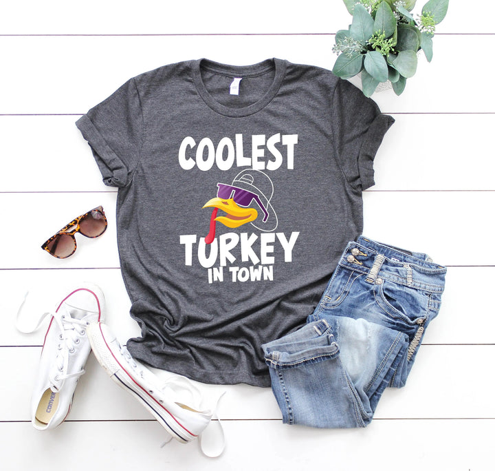 Kids Thanksgiving Shirt | Coolest Turkey in Town Tee Cypress DTF