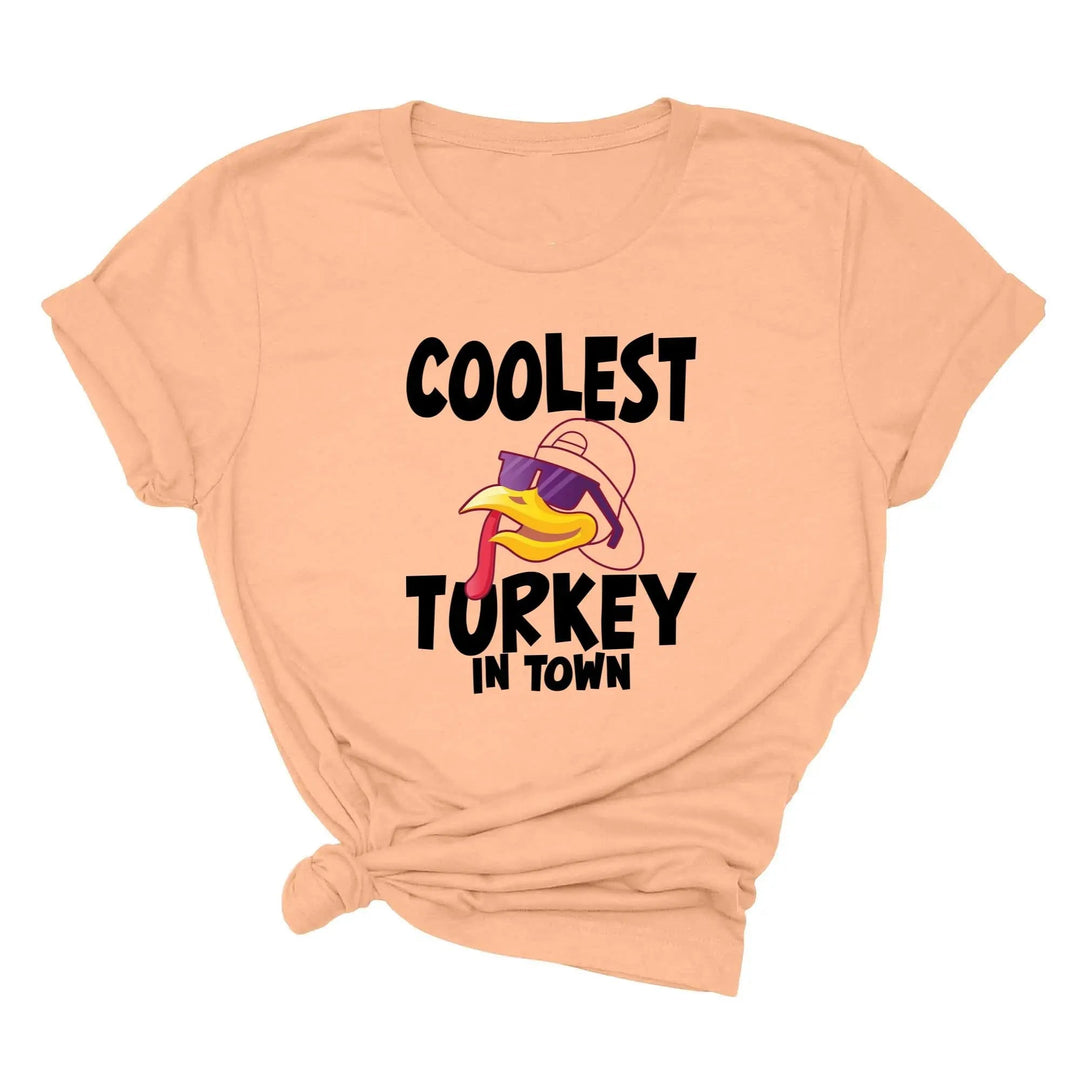 Kids Thanksgiving Shirt | Coolest Turkey in Town Tee Cypress DTF