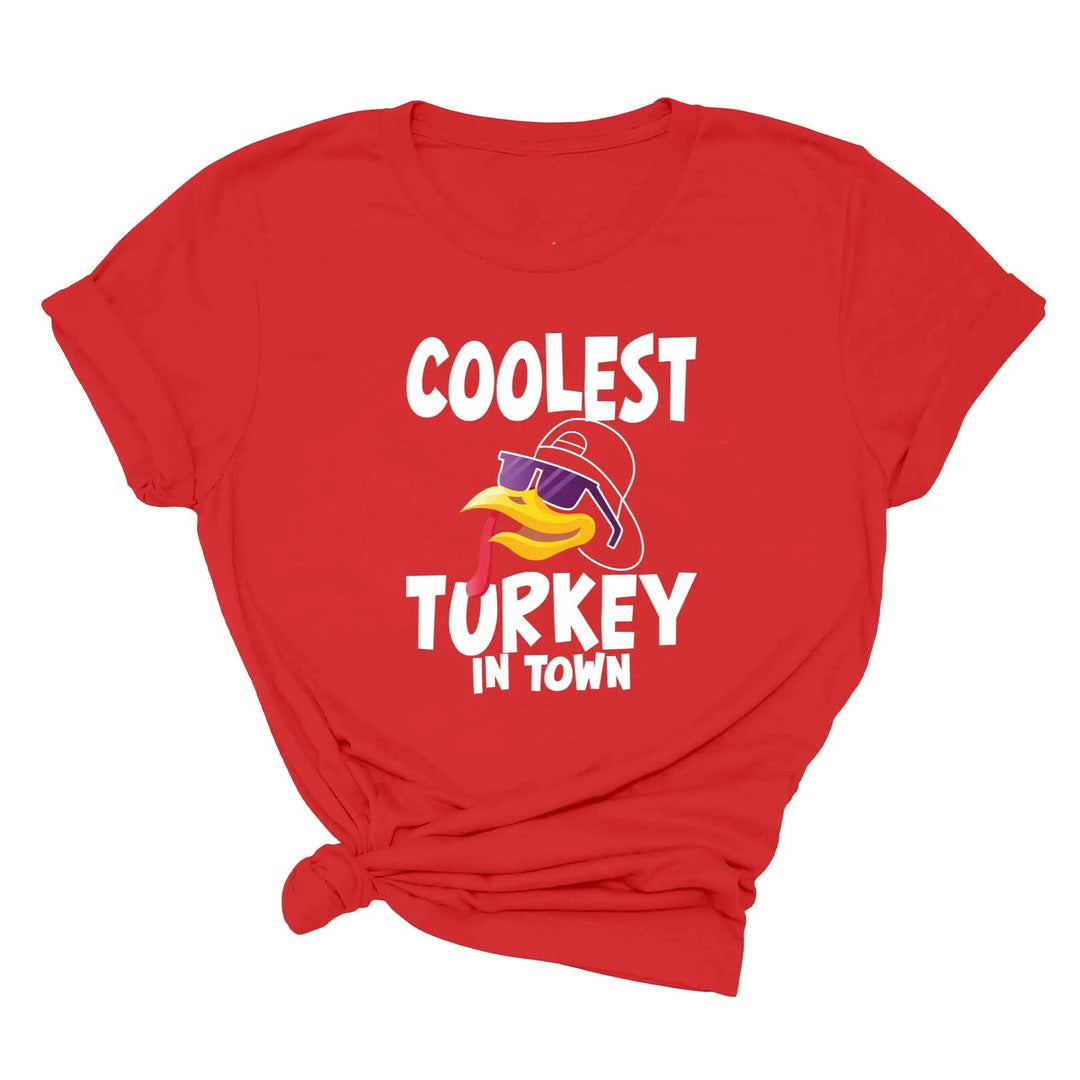 Kids Thanksgiving Shirt | Coolest Turkey in Town Tee Cypress DTF