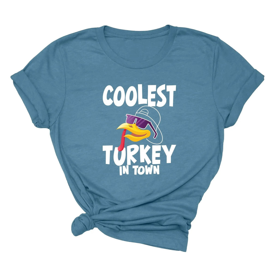 Kids Thanksgiving Shirt | Coolest Turkey in Town Tee Cypress DTF
