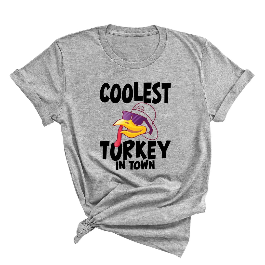 Kids Thanksgiving Shirt | Coolest Turkey in Town Tee Cypress DTF