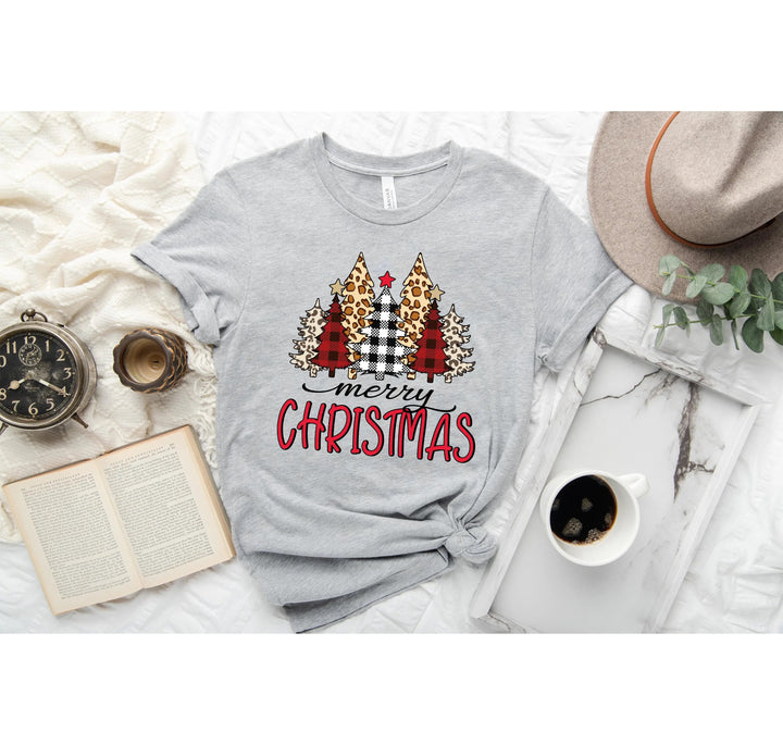 Ladies Merry Christmas Shirt | Christmas Tree Leopard Print Tee Cypress DTF