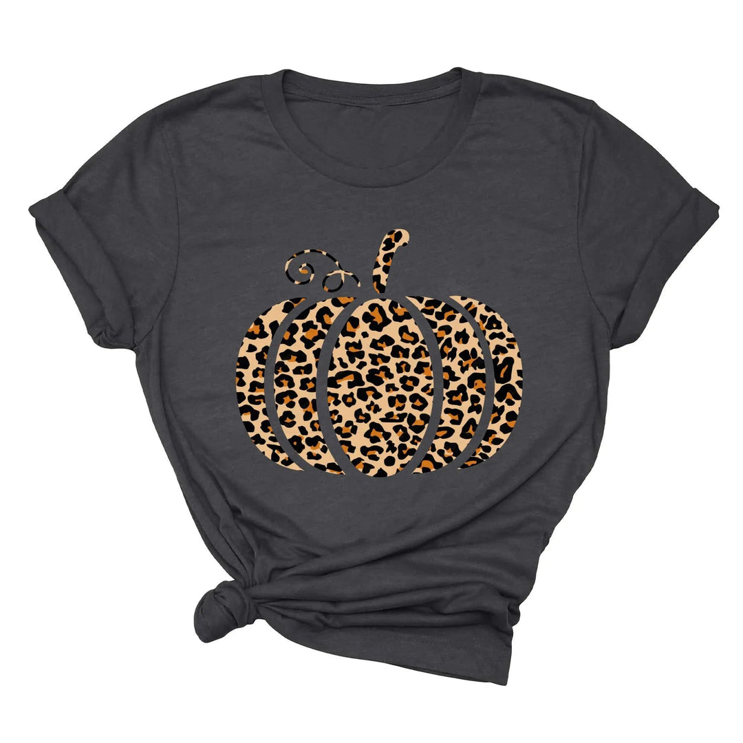 Leopard Pumpkin Shirt | Halloween & Thanksgiving Fall Tee Cypress DTF